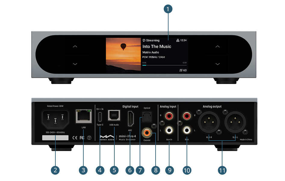 MATRIX MINI-I 4 DAC ES9039Q2M Streamer DLNA Airplay Roon Ready 768 kHz DSD512 MQA